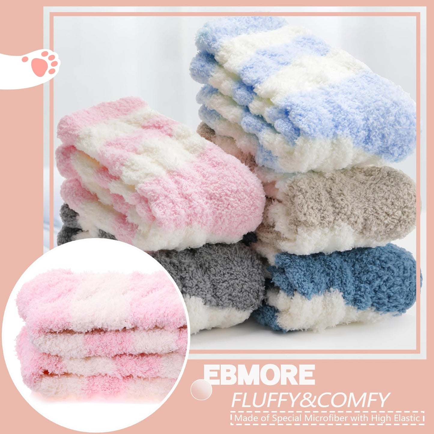 EBMORE Womens Fuzzy Socks Slipper Fluffy Cozy Comfy Cabin Plush Warm Winter Sleep Home Soft Socks
