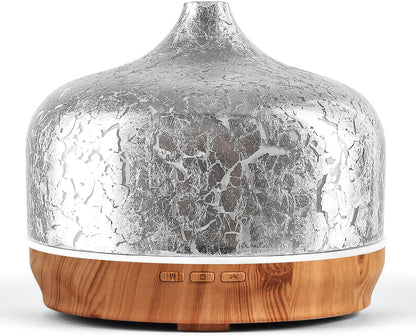 Porseme 500ml Glass Essential Oil Diffuser Aromatherapy Ultrasonic Cool Mist Humidifier 15-21 Running Hours Waterless Auto-Off Air Diffusers for Sleeping Yoga Working Spa(Light Blue)