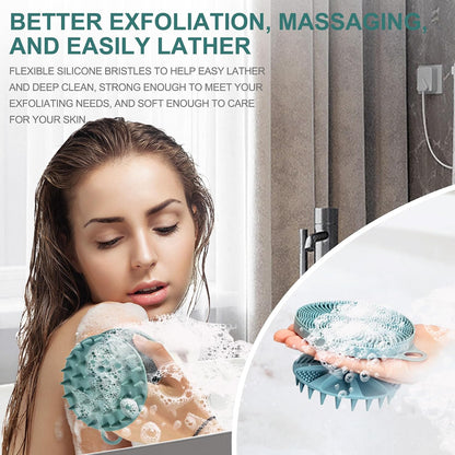 INNERNEED 2-in-1 Silicone Body Scrubber and Scalp Massager Shampoo Brush, Food-Grade Soft Material, More Hygienic, Easily Lather, Convenient for Travel, Gym, Business,etc (Pink)
