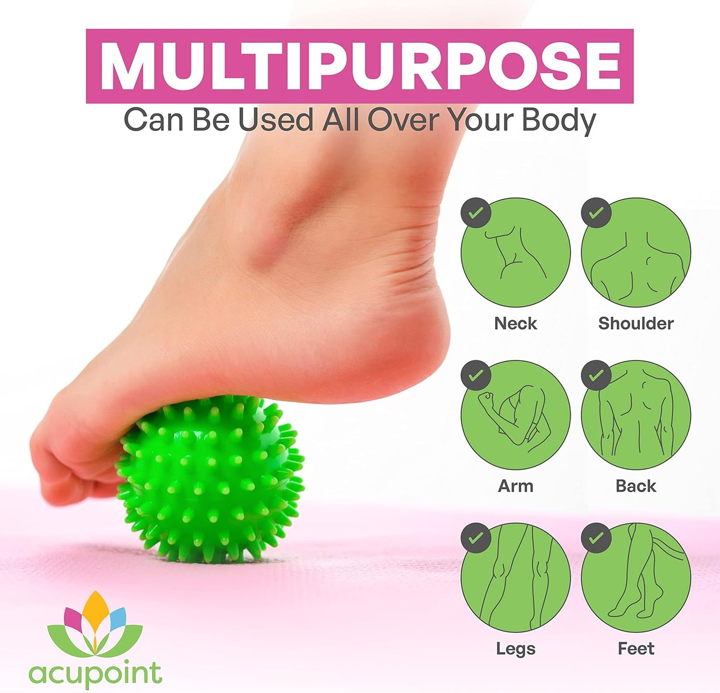 Acupoint Massage Therapy Ball Set of 2 - Myofascial Release, Trigger Point & Deep Tissue - Lacrosse Ball for Back, Neck, Foot and Plantar Fasciitis Relief