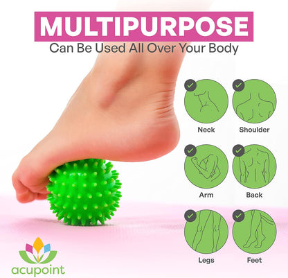 Acupoint Massage Therapy Ball Set of 2 - Myofascial Release, Trigger Point & Deep Tissue - Lacrosse Ball for Back, Neck, Foot and Plantar Fasciitis Relief