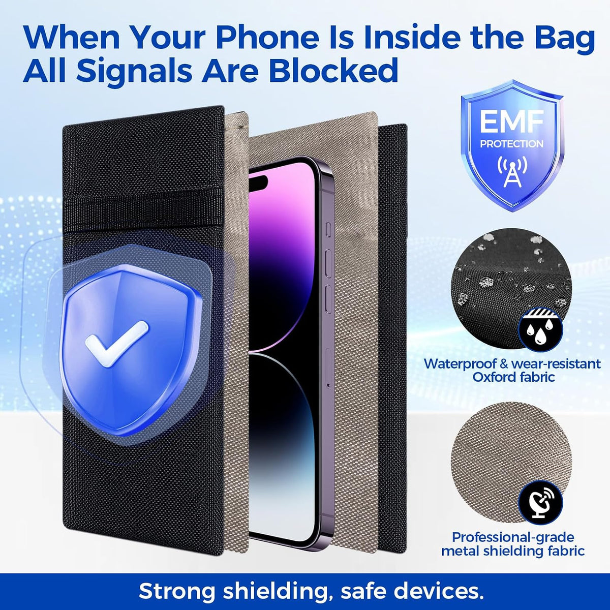 Faraday Bags for Phones & Car Keys, Large, 2 Pack, Black