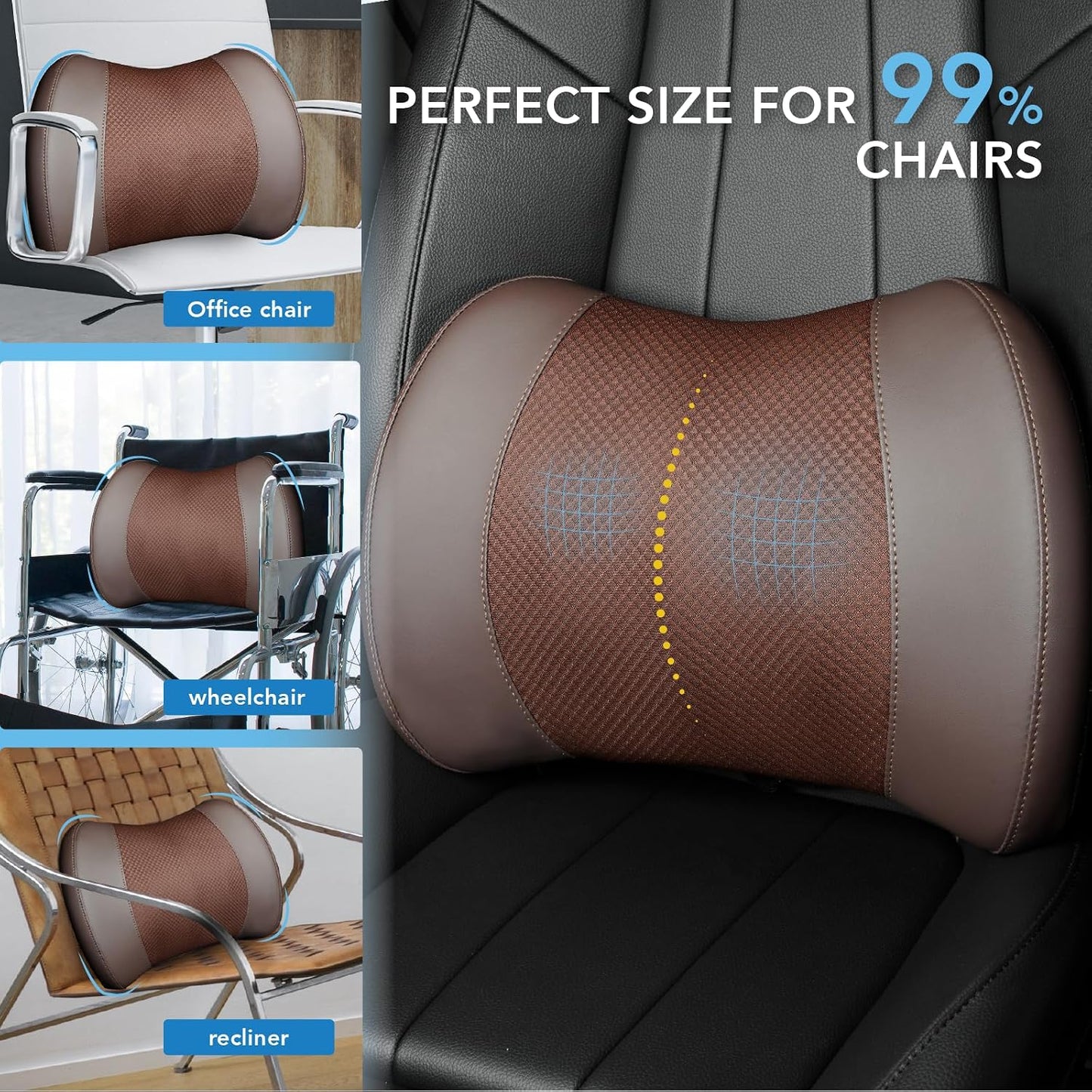 Lofty Aim Lumbar Support Pillow for Car, Car Seat Back Support for Driving | Memory Foam Car Lumbar Support for Driving Seat, Car Back Cushion, Adjustable Straps, Lower Back Pillow, Office Chairs, Black