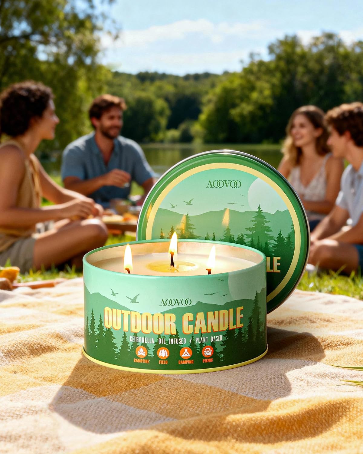 AOOVOO Sage Candle for Cleansing - 3 Wick 12oz Large Scented Candle with Crystals & Sage Leaves Inside, Soy Candles Non Toxic for Meditation Spiritual Gift, Aromatherapy Candle for Women Men