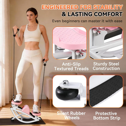 Rock Stepper - Steppers for Exercise at Home, Portable Stepper Side to Side with Digital Display & Resistance Bands, 330 LBS Capacity Full Body Workout Low-Impact Knee-Friendly 3D Stair Stepper