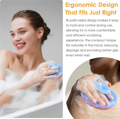 INNERNEED Food-Grade Soft Silicone Body Scrubber Shower Brush Handheld Cleansing Skin Brush, Gentle Exfoliating and Lather Well (Dark Green)
