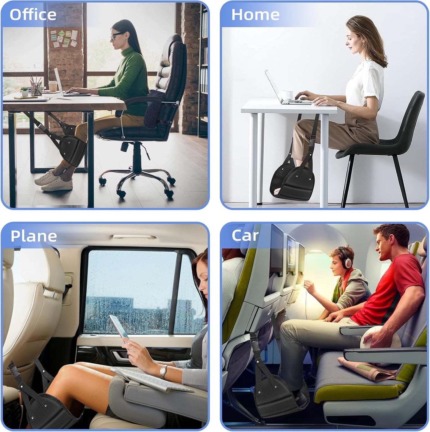 Travel Essentials for Women Men, 1 Pack Black Airplane Footrest Leg Foot Hammock Rest Travel Luggage Accessories Gadgets Under Desk Flying Long Fight Trip Seat Organizer Must Haves Gifts Kids Needs