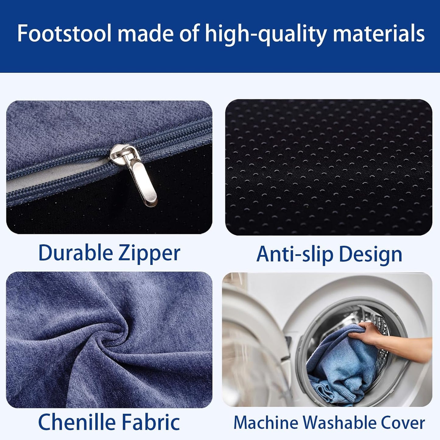 Foot Rest for Under Desk at Work, Ergonomic Under Desk Footrest with Washable Cover for Office, Home & Gaming Leg Elevation Pillow Black