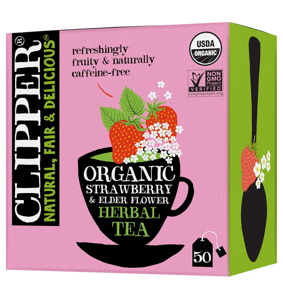 Clipper Organic Strawberry & Elderflower Herbal Tea, 50 Tea Bags