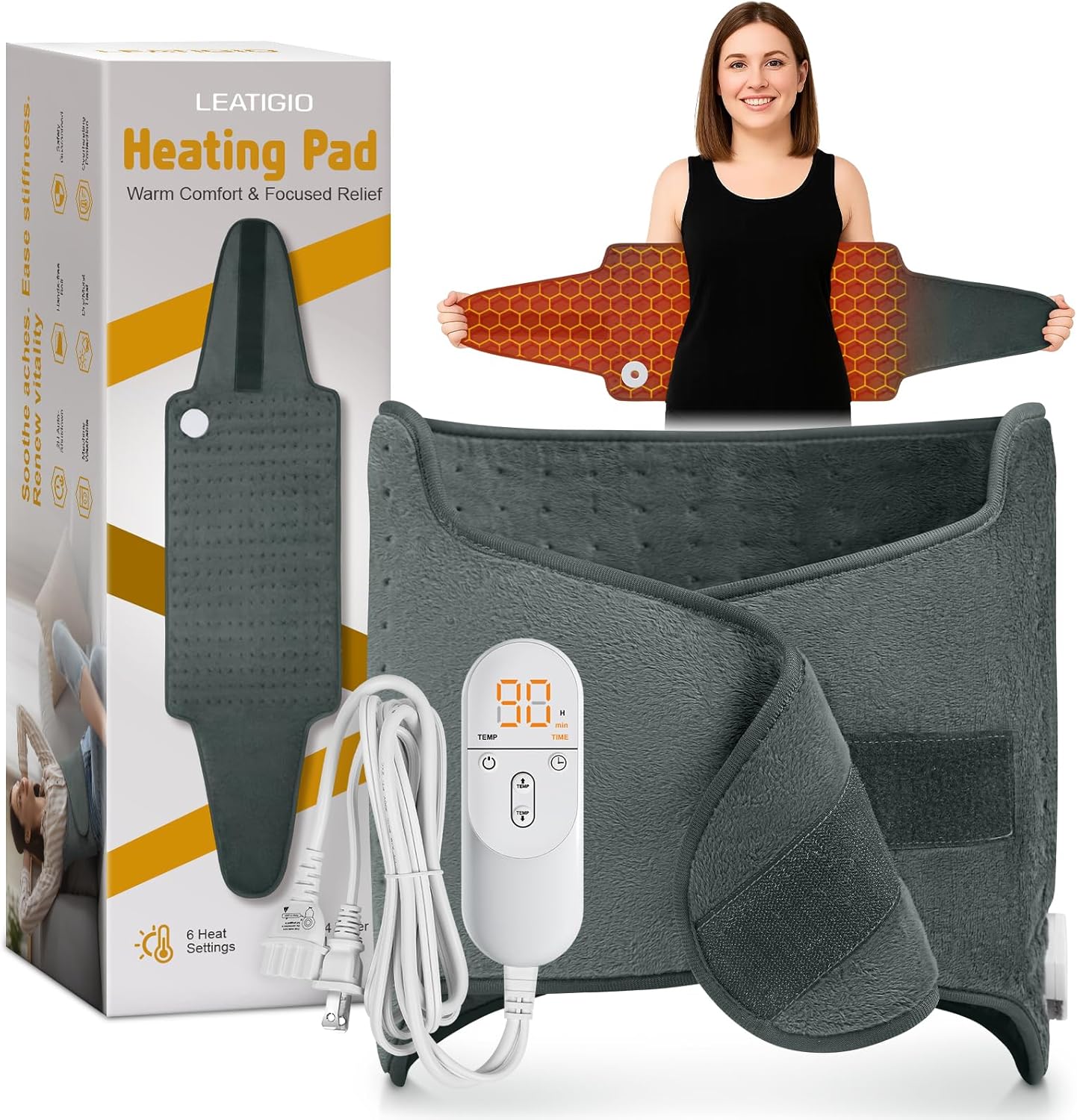 Heating Pad for Neck Shoulders Back, Extra Large Heat Pad for Full Body Relax, Electric Heated Wrap for Seniors, Dad Gifts Fathers Day, Birthday Gifts for Men Women Mom Grandma, ETL Safety Certified