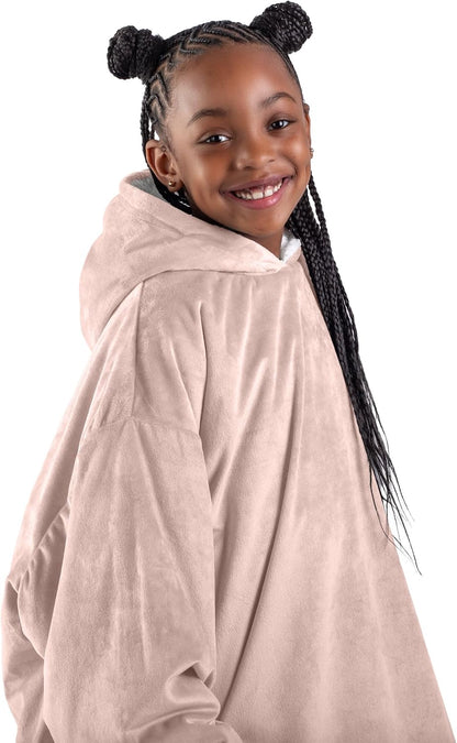 Bare Home Wearable Blanket Hoodie - Soft Plush Sherpa - Warm and Cozy - Oversized Wearable Blanket