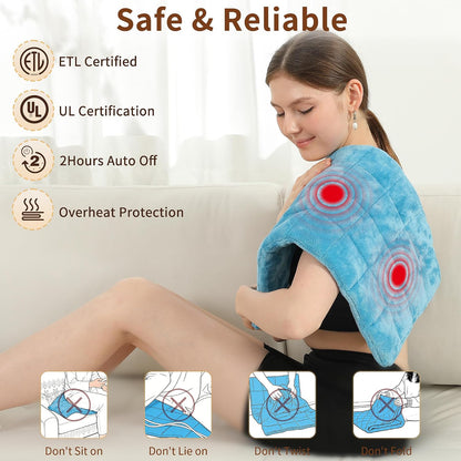 Electric Heating Pad HSA Eligible, Heated Pad for Back Neck Shoulder Pain Relif, Heating Pad for Period Cramps with 2H Auto Shut Off and 4 Heating Levels, 12"x24" Dark Grey
