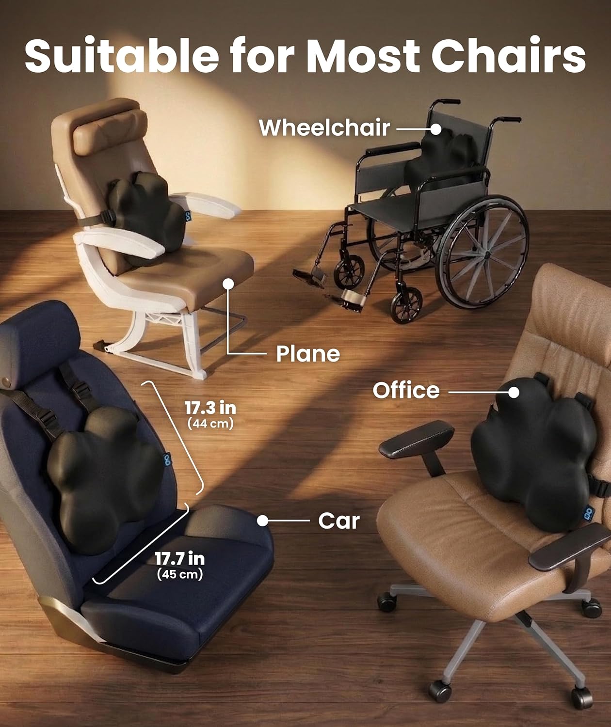 Everlasting Comfort Lumbar Support Pillow for Office Chair - Memory Foam Back Cushion for Car Seat - Promotes Better Posture, Back Pain Relief - Ideal Gaming and Desk Chairs Work and Home Essentials