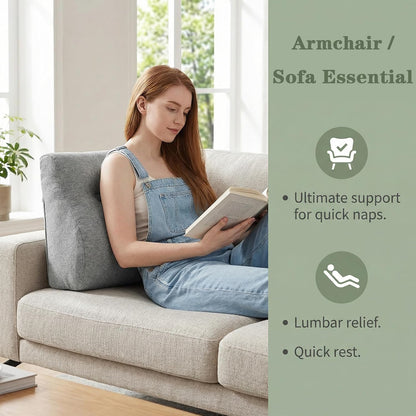 baibu Lumbar Support Pillow for Recliner, Large Memory Foam Dual-Layer Patent Design Back Support Cushion for Sofa & Gaming Chair, Ergonomic Lumbar Pillow with Machine Washable Cover, Brown