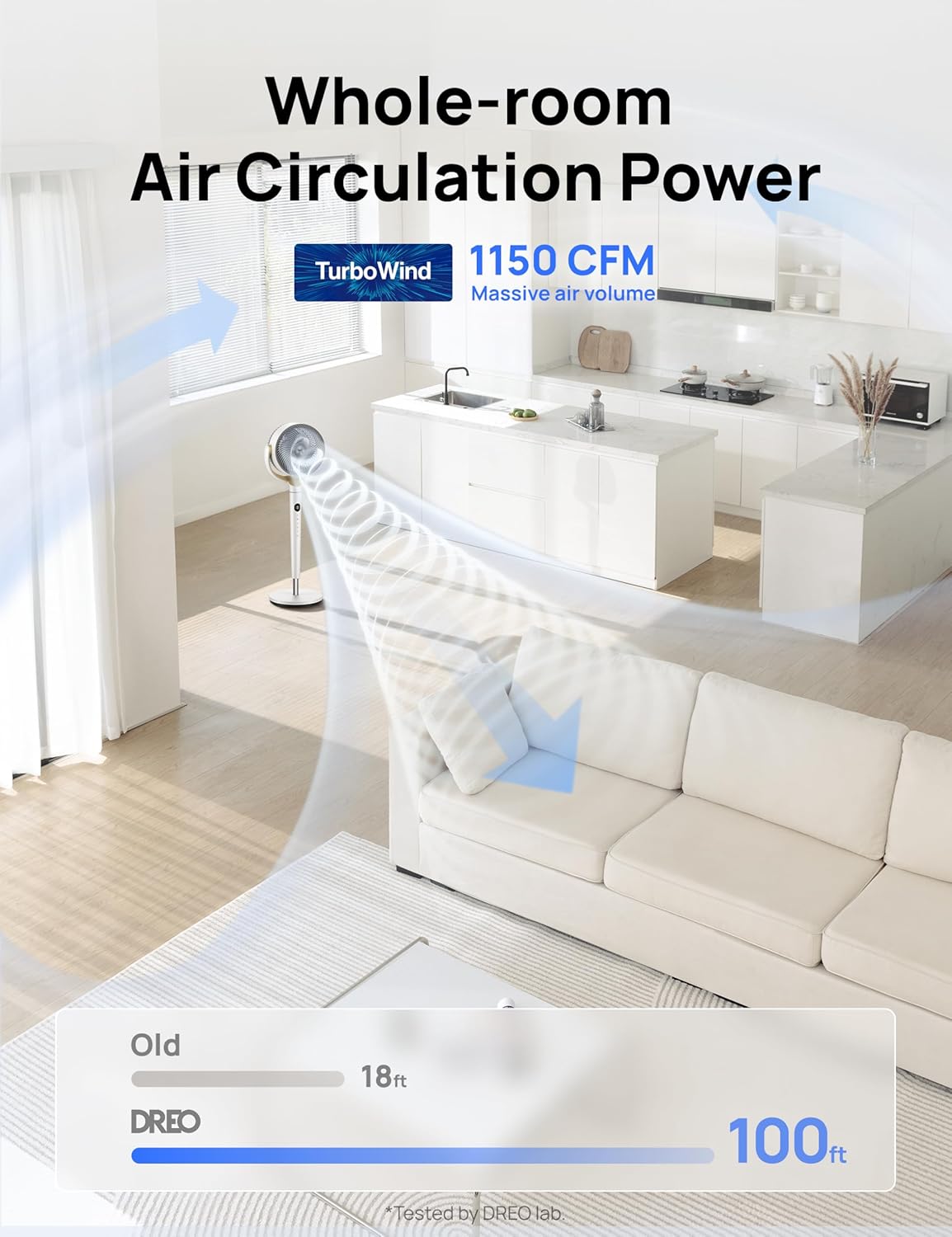 DREO Fan for Bedroom, 120° Oscillating Standing Fan, Quiet Floor Fan with DC Motor, Pedestal Fan for Room, 9 Speeds, 4 modes, 20dB, 120° Manual Vertical, 37-42" Adjustable Height, 9H Timer, Dark Gray