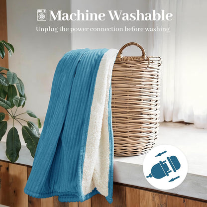 Texciting Heated Blanket Electric Blanket Throw 50''X60''-Heating Throw with 9 Heat Settings-2-10 Hours Auto Off,ETL Certified,Machine Washable (Green)