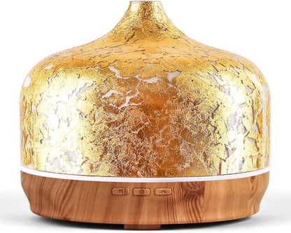 Porseme 500ml Glass Essential Oil Diffuser Aromatherapy Ultrasonic Cool Mist Humidifier 15-21 Running Hours Waterless Auto-Off Air Diffusers for Sleeping Yoga Working Spa(Light Blue)