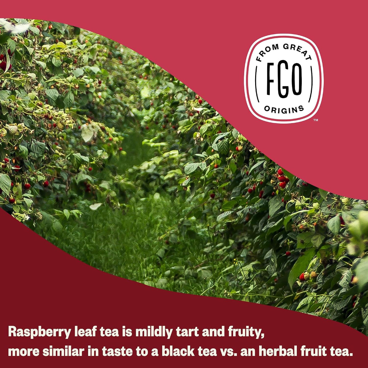 FGO Organic Red Raspberry Loose Leaf Herbal Tea, Cut and Sifted, Caffeine Free, Resealable Bag, 4oz (Pack of 1)