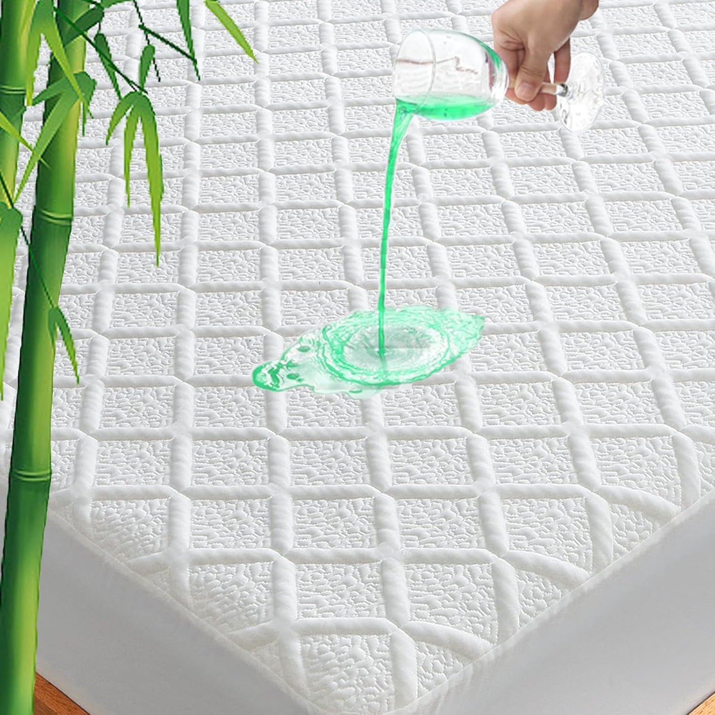 UNILIBRA Queen Mattress Protector Waterproof, Deep Pocket Mattress Pad Cover Fits to 6''-21'', Breathable Hollow Cotton Filling Quilted Mattress Protector for Queen Size