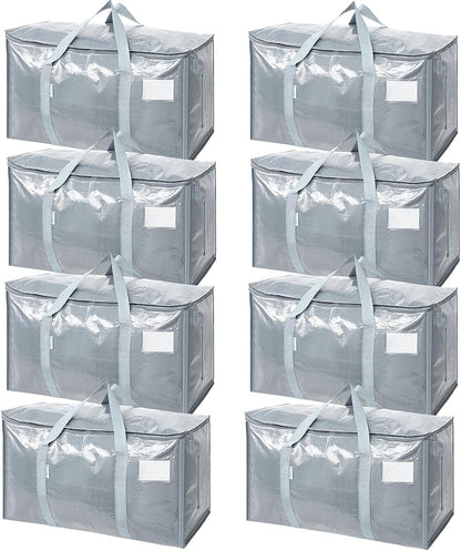TICONN Extra Large Moving Bags Heavy Duty with Zippers & Carrying Handles, Durable Storage Bags Moving Boxes for Closet Organizers and Storage (Blue)