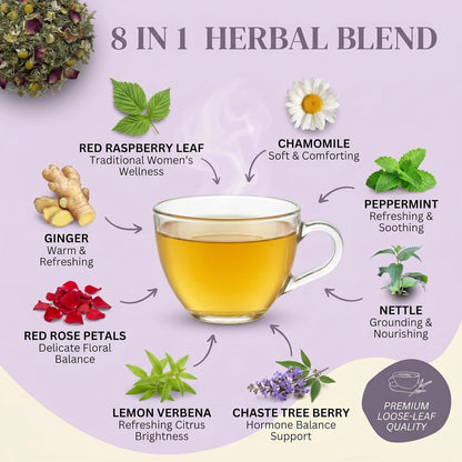 Hormone Balance Tea for Women, Organic Red Raspberry Leaf, Caffeine Free