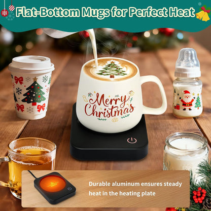 VOBAGA Coffee Mug Warmer for Desk with Auto Shut Off & 3-Temp Settings, Coffee Cup Warmer with Smart Safety Alert Home Office Accessory, Perfect for Coffee, Tea, Milk (Mug for Display)
