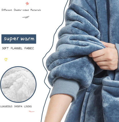 Aemilas Wearable Blanket Hoodie - Warm Sherpa Blanket Sweatshirt as Gifts for Adult Women Mom Men, One Size Fits All