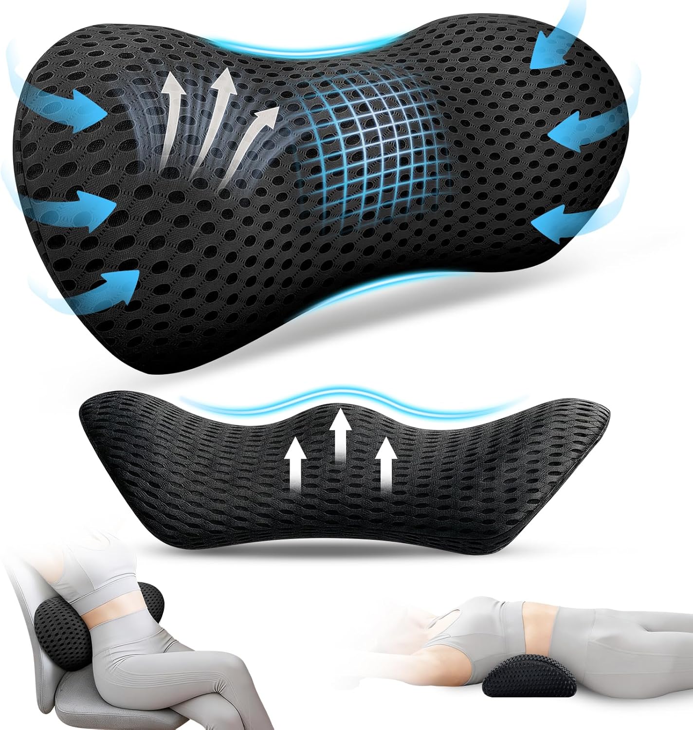 Lumbar Support Pillow,Ergonomic Memory Foam lumbar pillow for chair and Bed ,lower back support pillow for couch,Lower Back Pain Relief and Spine Support,lower Back Pillow for Chair,Car Seat Couch