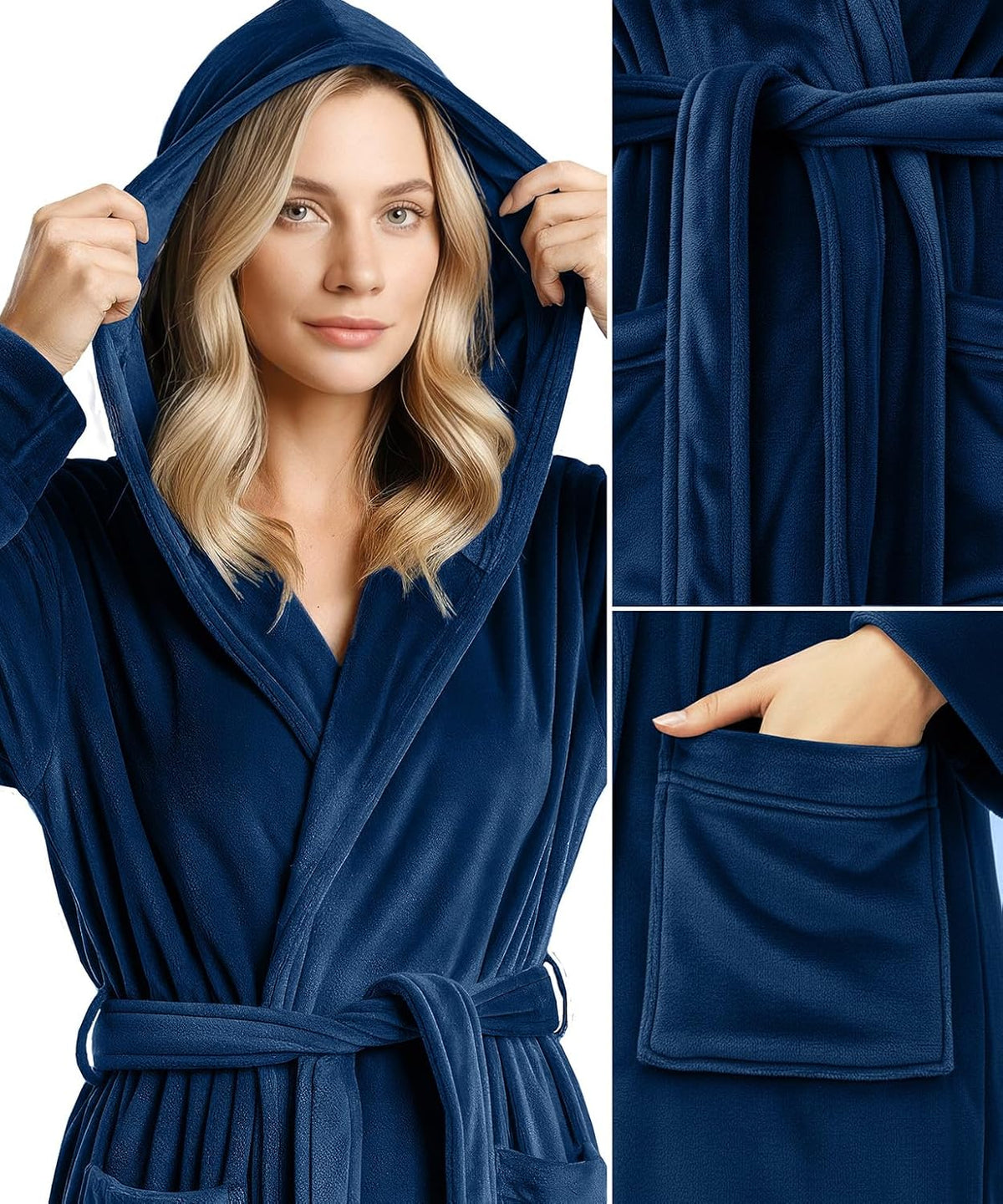 Premium Ultra Soft Robes for Women with Hood Plush Fleece Long Bathrobe