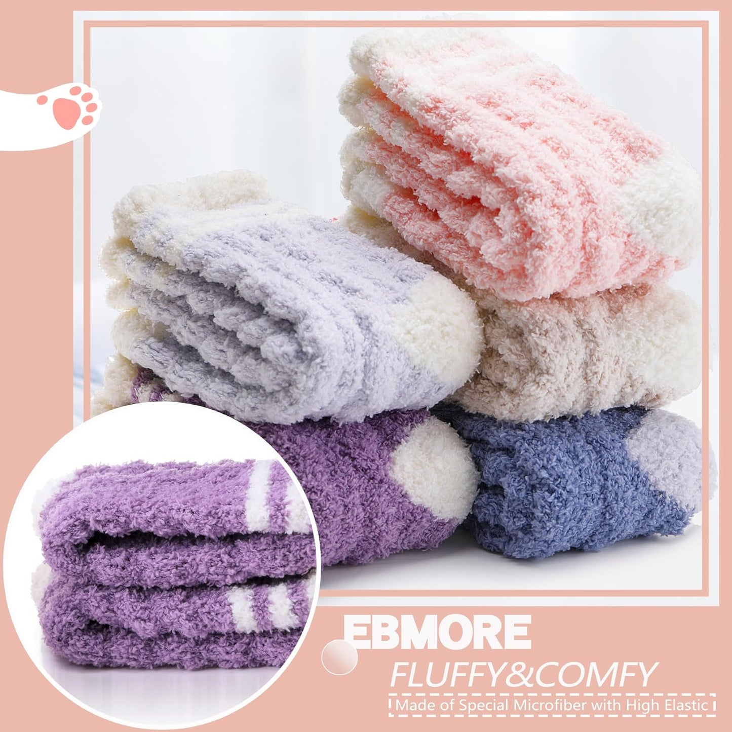 EBMORE Womens Fuzzy Socks Slipper Fluffy Cozy Comfy Cabin Plush Warm Winter Sleep Home Soft Socks