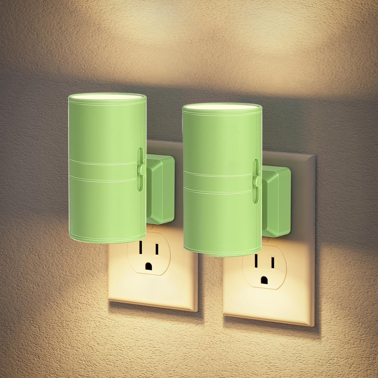 Amber Night Lights Plug into Wall, Dimmable Night Light Plug in, Modern Night Lights Auto On/Off, Amber Night Light 2000K, 0-100LM Adjustable Brightness Nightlight for Hallway Bedroom, 2 Pack