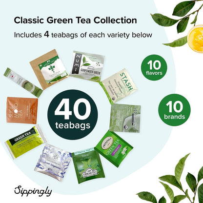 Sippingly Night Time Tea Sampler – 40 Herbal Teas – 10 Flavors from Top Brands – Chamomile, Lavender, Passionflower – Perfect Relaxation & Calm Support – Ideal Wellness Gift – Kosher, Gluten-Free