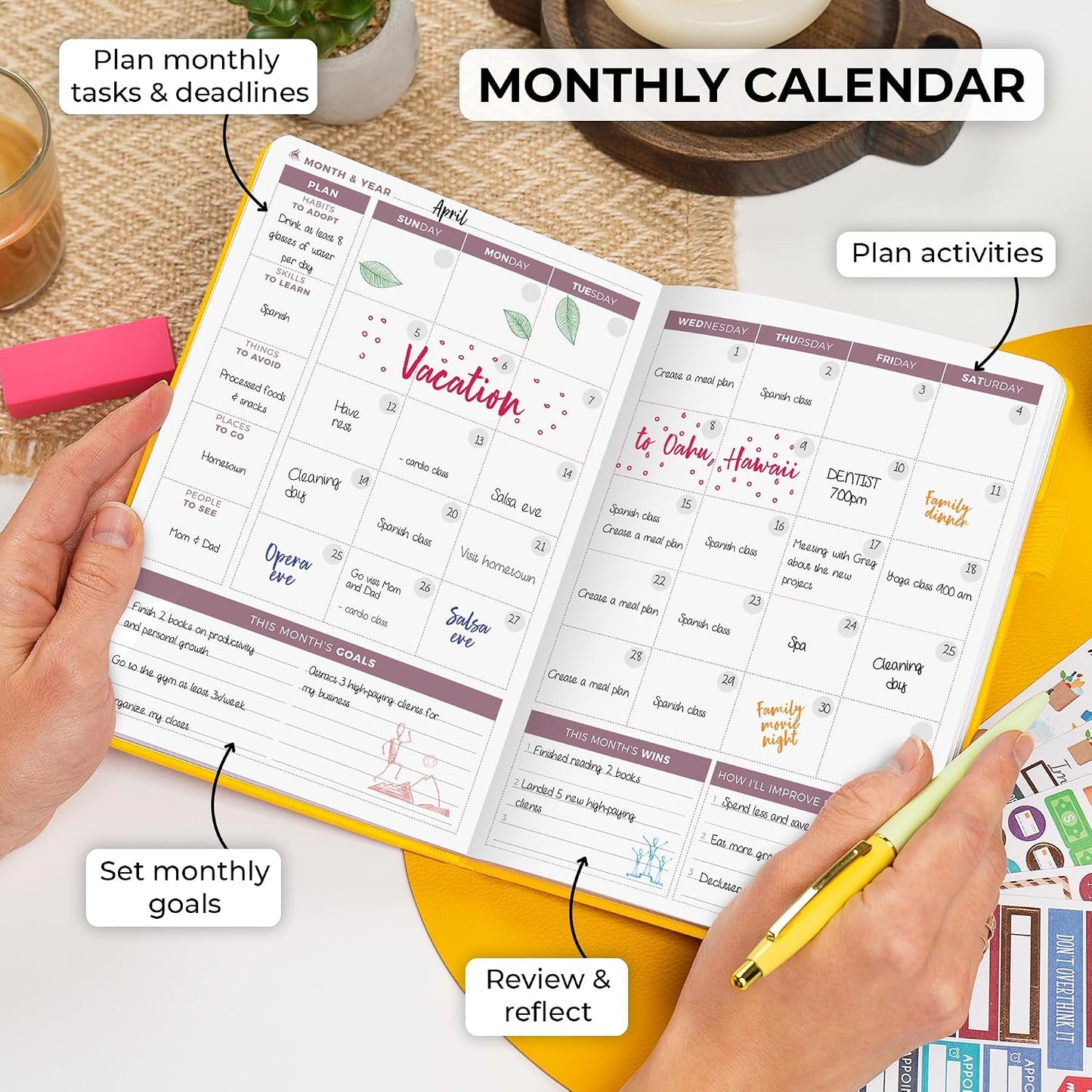 Clever Fox Planner 2nd Edition – Colorful Weekly & Monthly Goal Planner, Time Management & Productivity Organizer, Undated, A5 (Dark Teal)