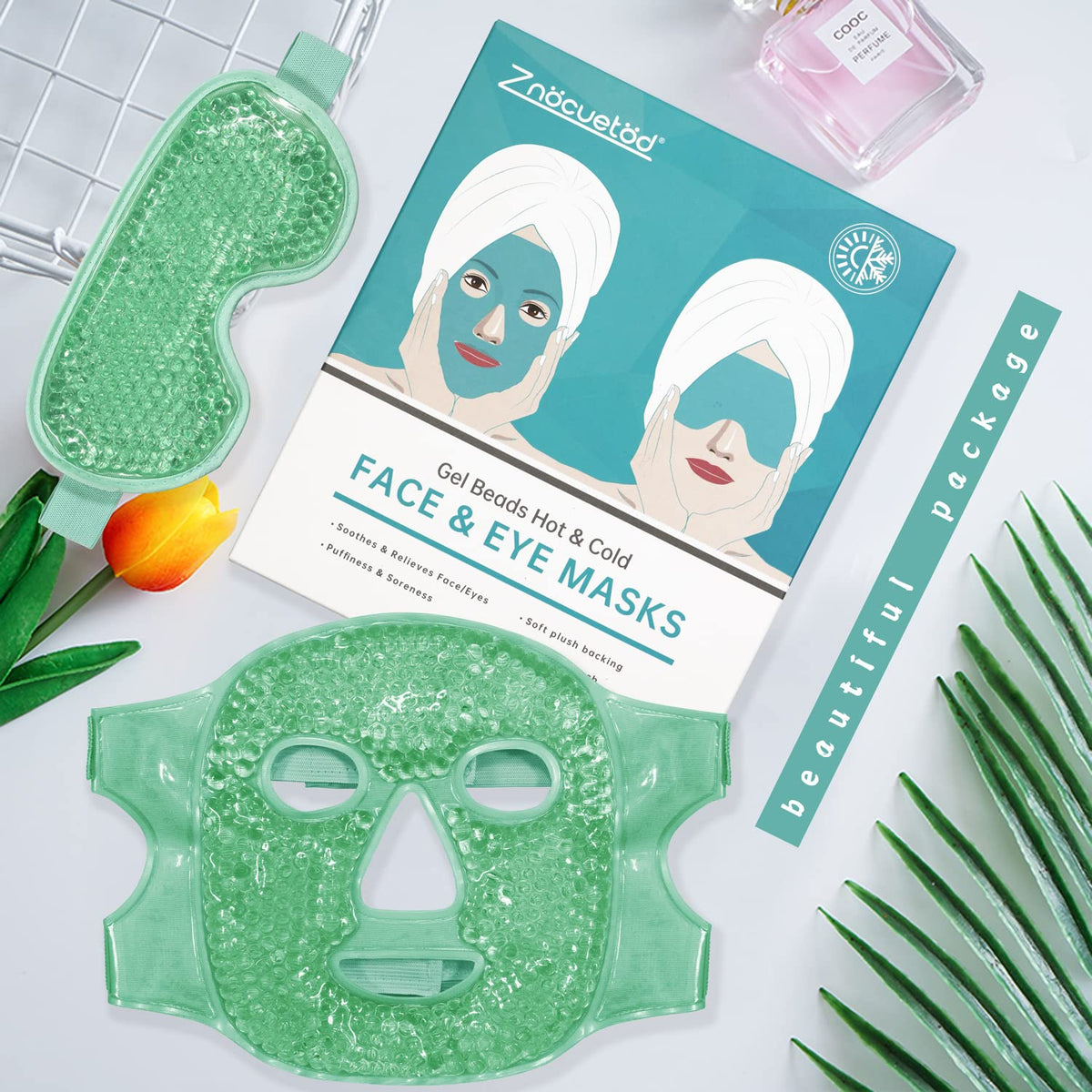 ZNÖCUETÖD Cold Face Ice Mask Facial Ice Pack, Hot Cold Compress for Face