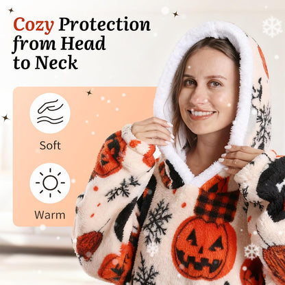 Capecage Blanket Hoodie, Long Hooded Blanket Sweatshirt as Birthday Gifts for Women Men, Long Wearable Blanket for Women Men.