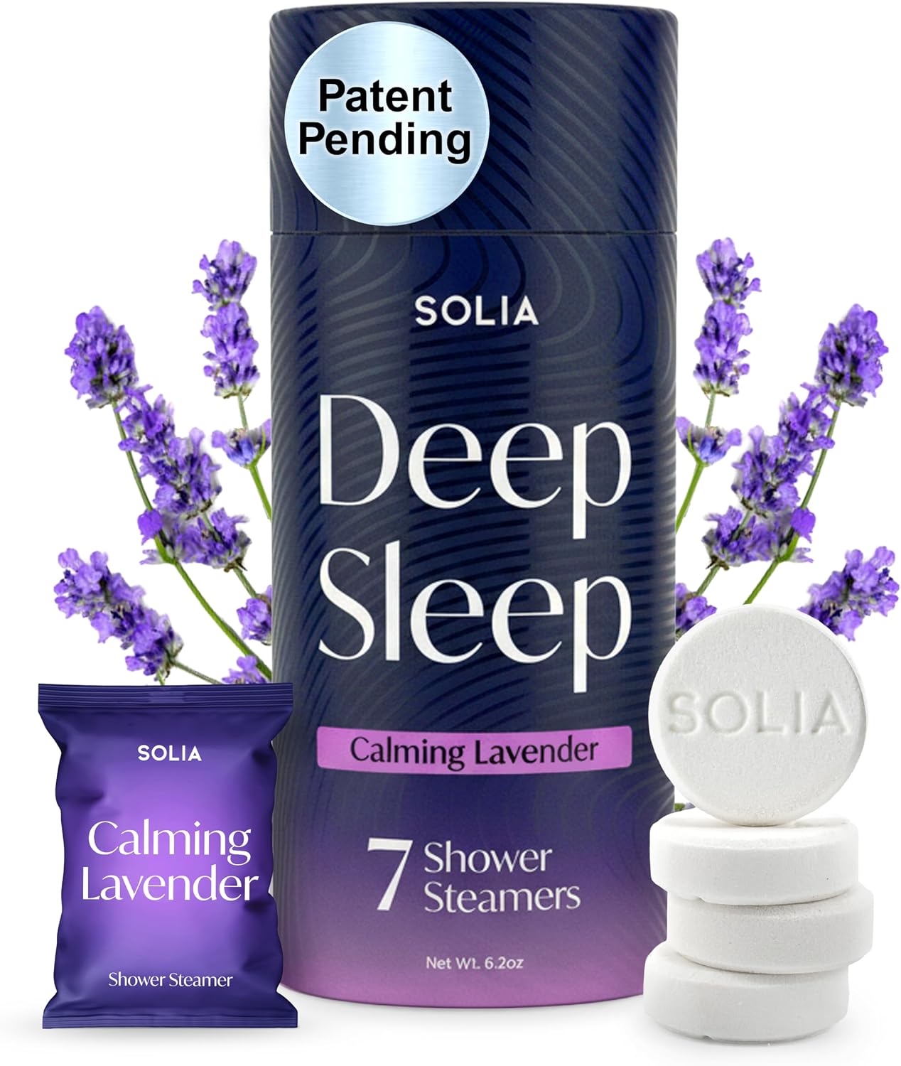 Solia Natural Lavender Shower Steamers - Patent-Pending - Real Essential Oil Lavender Tablets, Spa Steamers Aromatherapy, 7-Pack