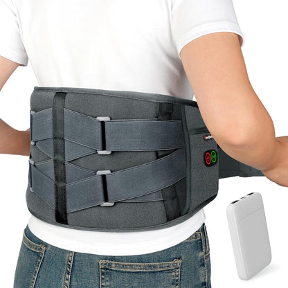 Comfytemp Cordless Heating Pad with Massager for Back, Birthday Gifts for Women Men, FSA Eligible HSA Portable Lower Back Massager Rechargeable Wireless Electric, Mom Dad Seniors 3 Heat 30mins Off