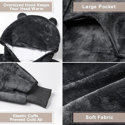 THREE POODLE Wearable Blanket Hoodie for Women, Oversized Sherpa Sweatshirt Blanket for Adults Men, Cozy Hooded Blankets, Gifts for Teen Girls Women Mom Sister
