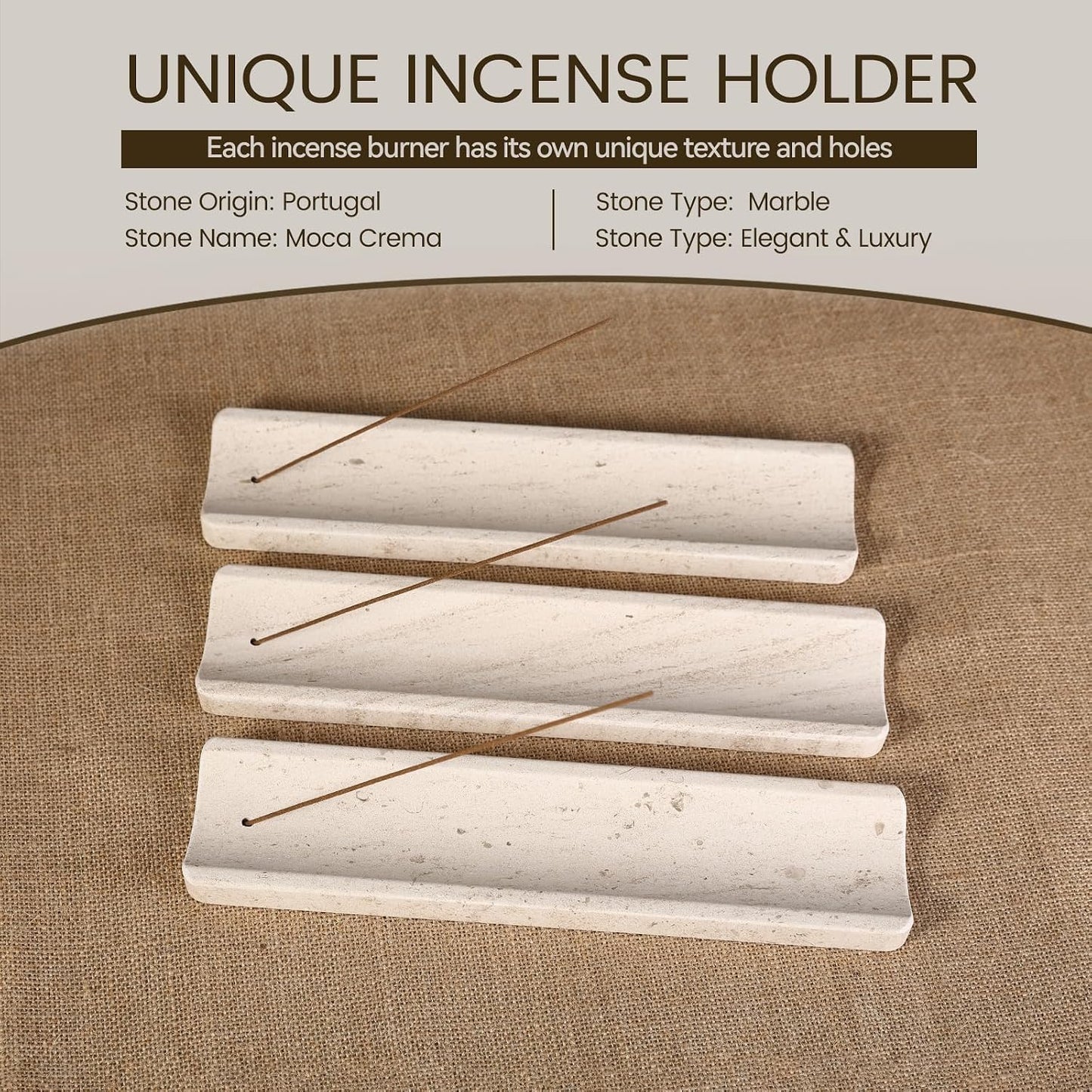 Koville Marble Incense Holder, Incense Holder for Sticks, Incense Sticks Holder Ash Catcher for Meditation Yoga SPA, Natural Stone Incense Burner, Home Table Decor (Grey)