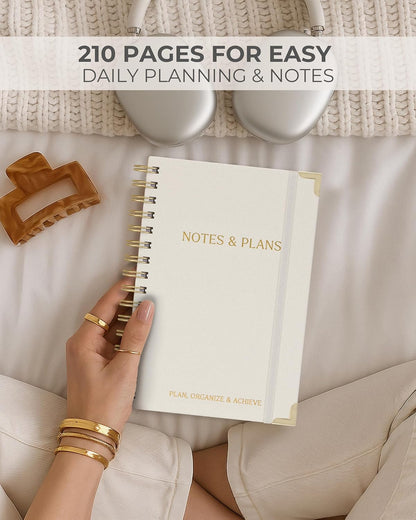 ZICOTO Aesthetic Daily Planner And Notebook With Hourly Schedule - Aesthetic Spiral To do List Notepad For Work/Home to Organize Tasks And Appointments - Stylish School/Office Supplies Book For Women