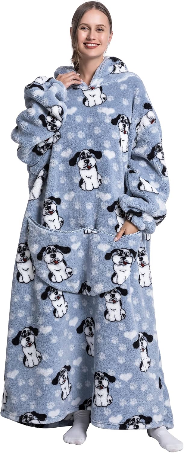 Capecage Blanket Hoodie, Long Hooded Blanket Sweatshirt as Birthday Gifts for Women Men, Long Wearable Blanket for Women Men.