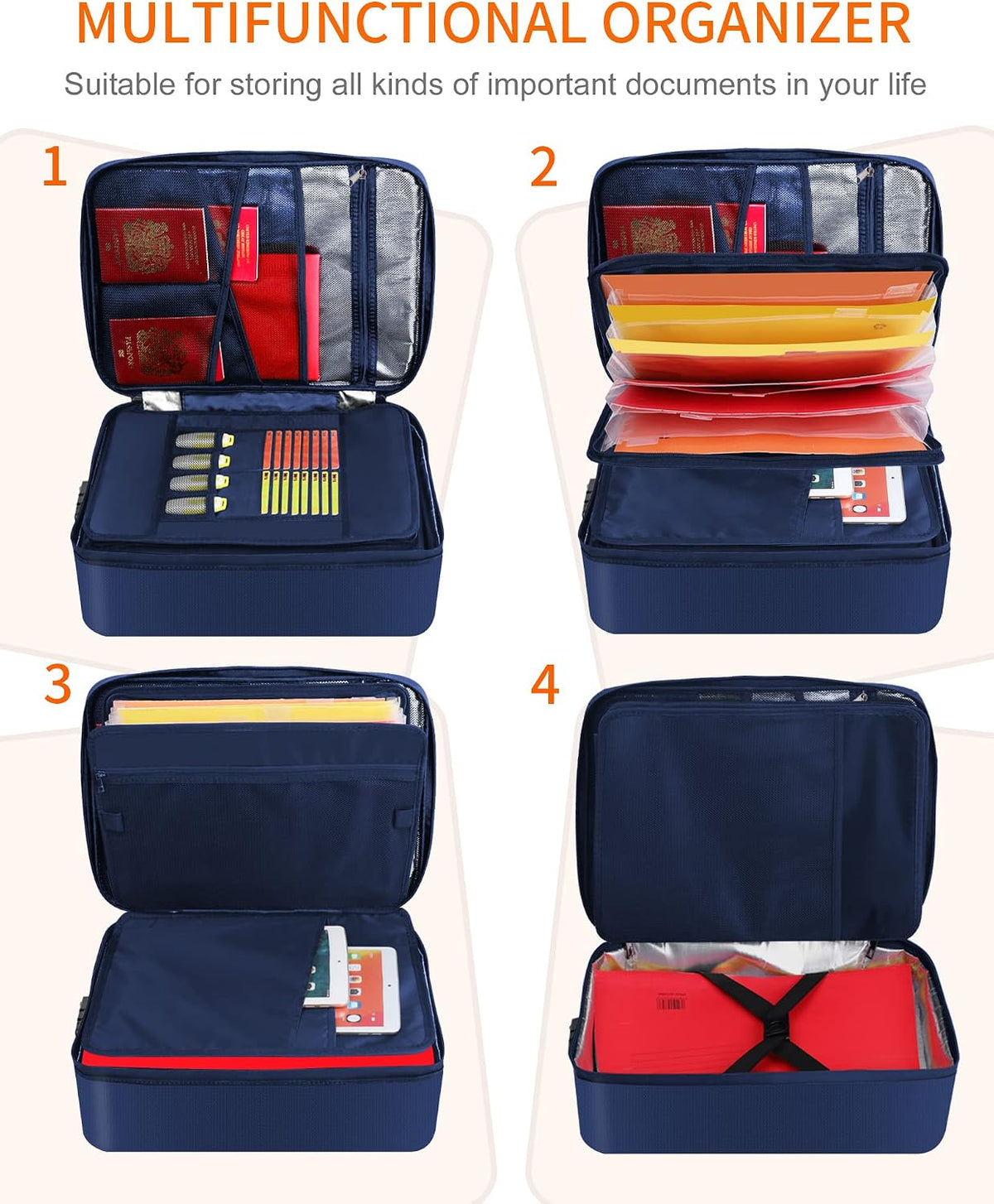 Noiposi Fireproof Document Box with Lock 5200℉-8 Layer