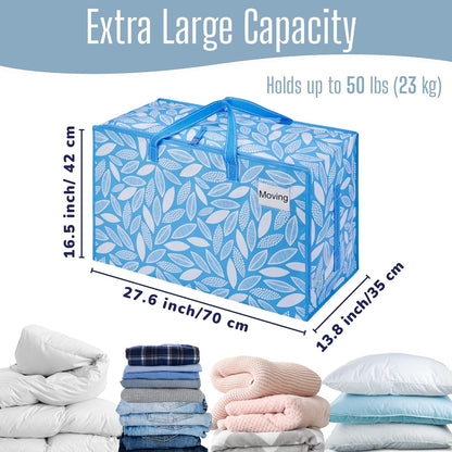 VENO Clear Extra Large Moving Bags & Storage Totes, Heavy Duty Organizer with Reinforced Handles & Strong Zippers for Clothes, College Dorm Essentials, Moving Supplies