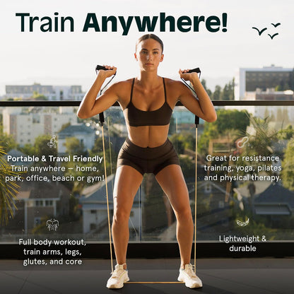 Retrospec Train Resistance Bands Set for Working Out - 5 Stackable Bands, Handles & Door Anchor - Portable Fitness Equipment for Physical Therapy & Yoga Includes Carry Bag