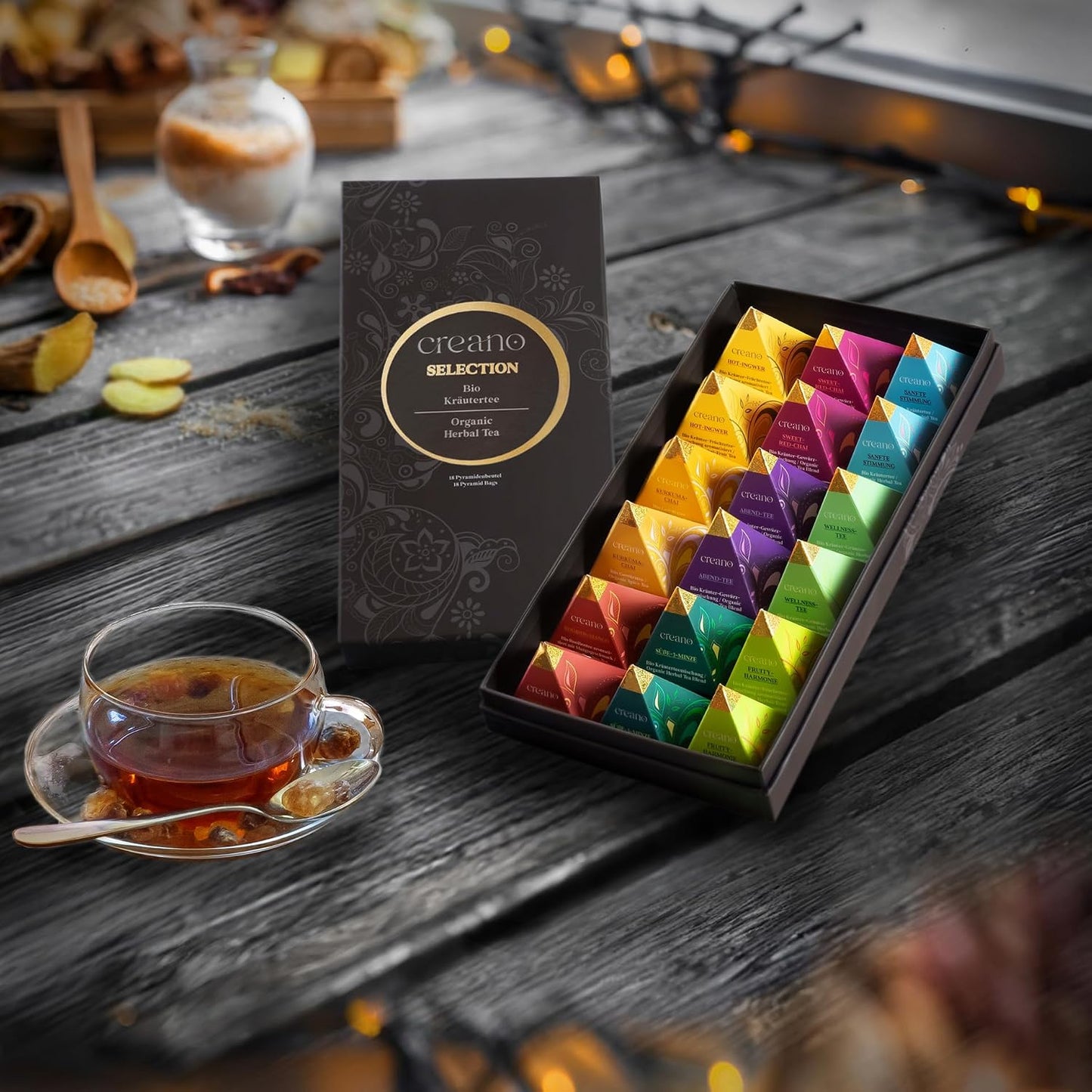Creano Organic Herbal Tea Sampler Gift Set - Tea Gift Box - 27 Organic Tea Bags in 9 Different Varieties 54 g