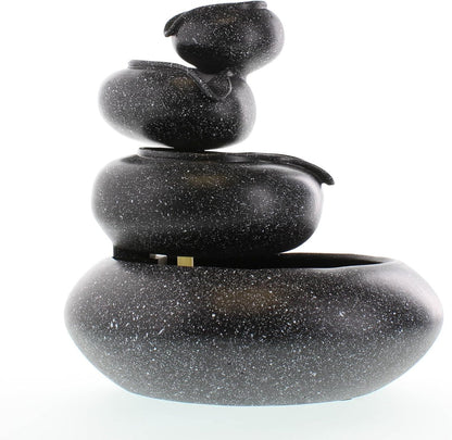 Zingz & Thingz Zen Collection Resin Tabletop LED Water Fountain, Four-Tier, 9.5x9.5x10