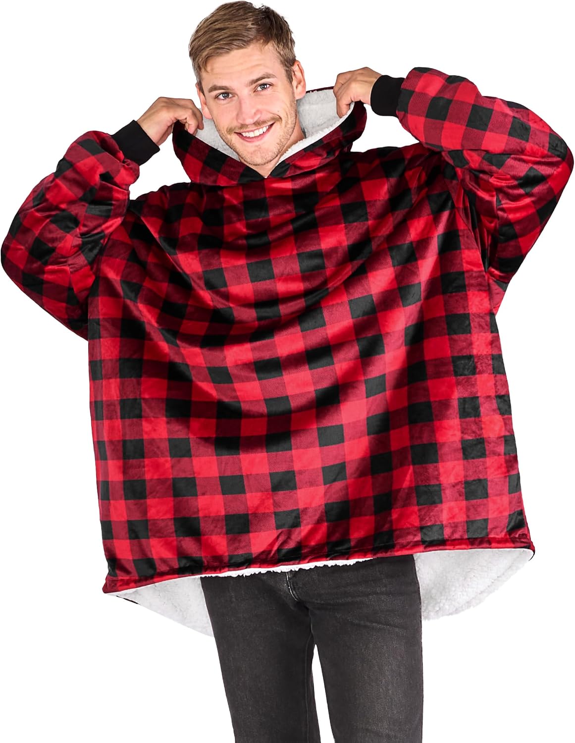 Bare Home Wearable Blanket Hoodie - Soft Plush Sherpa - Warm and Cozy - Oversized Wearable Blanket