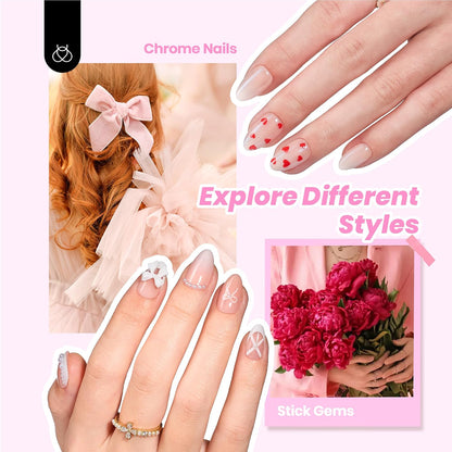 Beetles Press On Nail Kit-Short Square French Tip Press On Nails, 150Pcs Pink French Nail Tips with Nail Glue & Remover Builder Top Coat Nail Lamp, All-in-One DIY Fake Nails Gift for Women