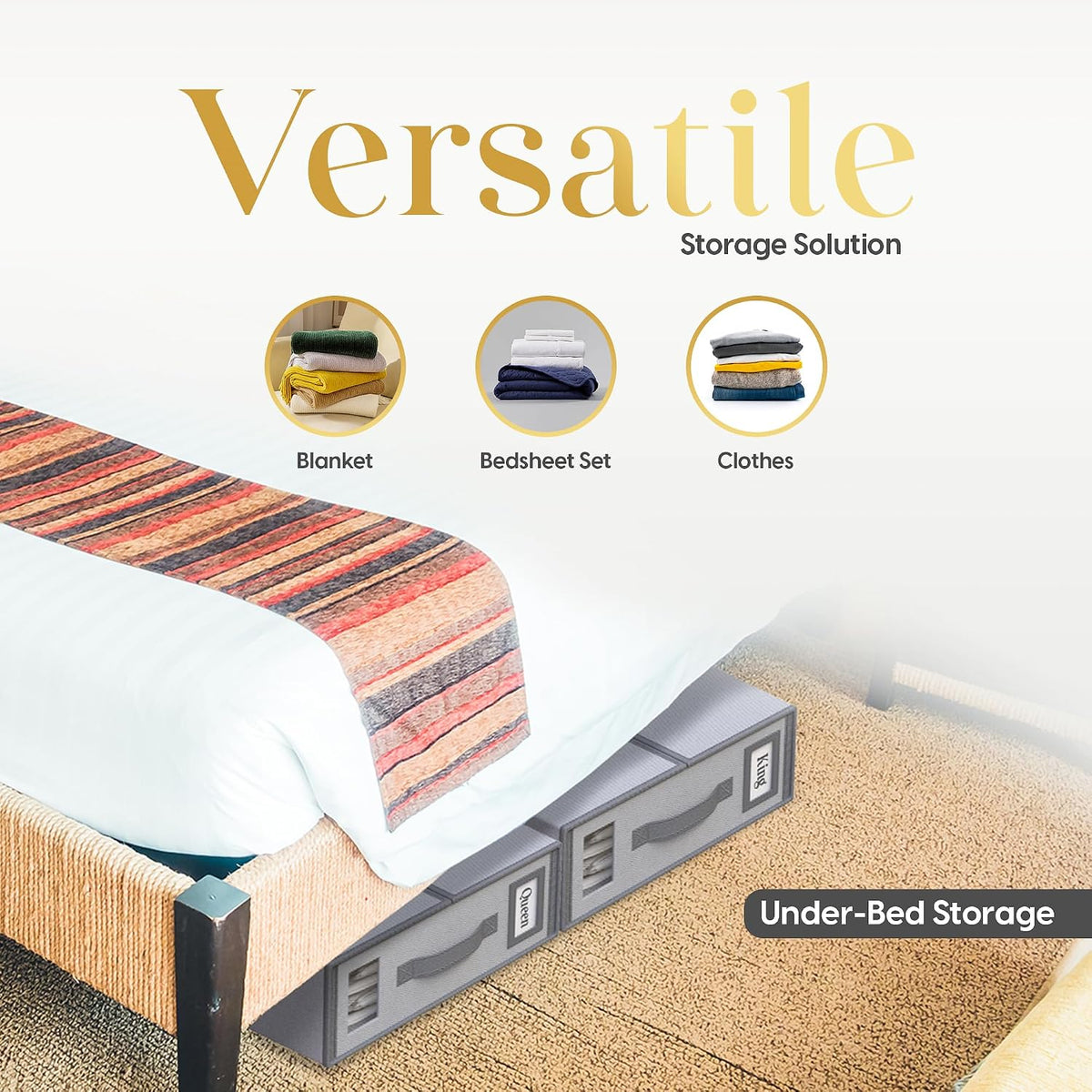 Sheet Organizers and Storage – 4 Pack Bed Sheet Organizer for Queen & King Size, Foldable Linen Closet Storage for Bedding, Duvet Covers, and Pillowcases
