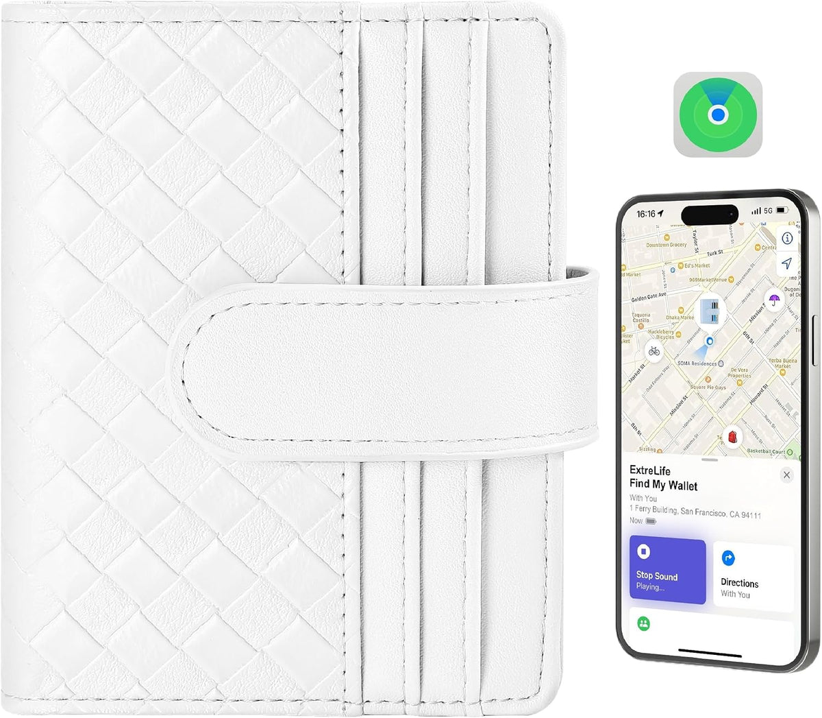 Smart Women Wallet with Find My, Wallet Tracker, RFID Blocking Bifold Credit Card Holder, Left-Behind Alerts, Play Sound, Anti-Loss, Wireless Rechargeable, Works with iPhone, iPad, Mac, Black